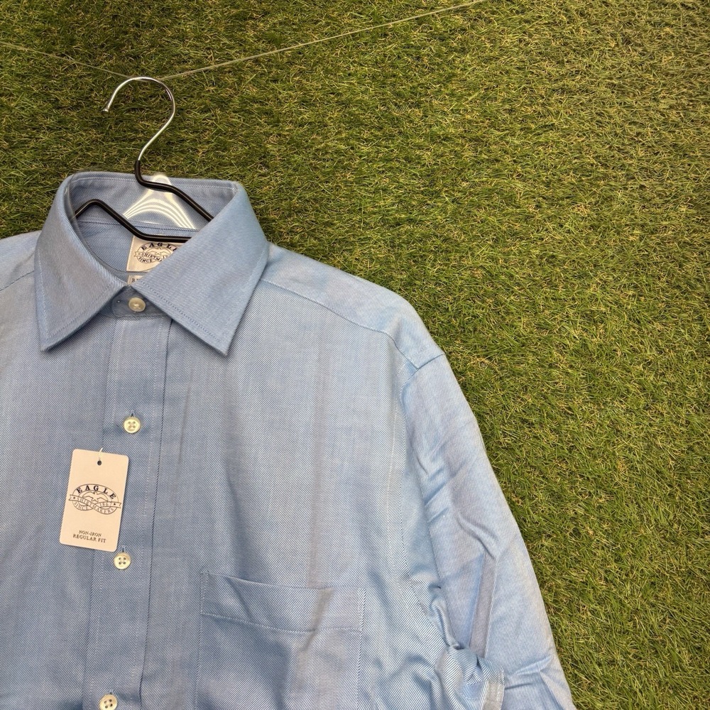 Eagle Shirtmakers Dress Shirt Mens 15½ 32/33 Long Sleeve Blue Hawaii Button Up
